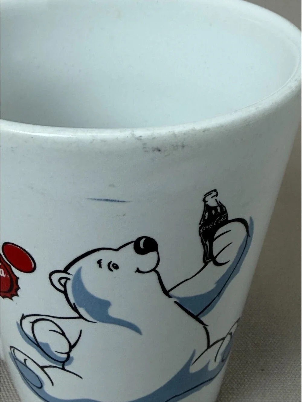 Vintage 2003 Coca Cola Polar Bear Coffee Mug Gibson Ceramic Latte Cup 4.75 in